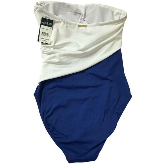 NWT Lauren Ralph Lauren Sz 6 Bel Aire Underwire One Piece Swimsuit Blue $128 - Picture 4 of 6